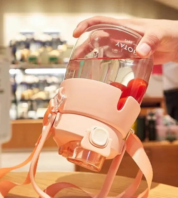 Shotay ST-6642 Sarı Hippo Tritan 1050ML Tritan Saplı Matara - Resim 5