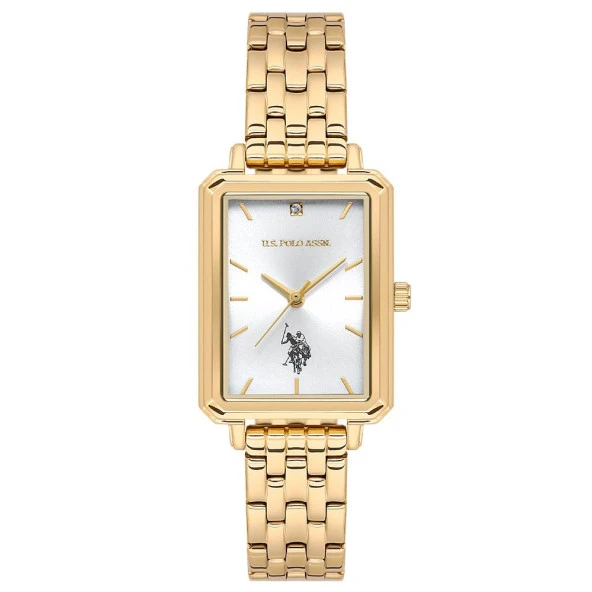 U.S. POLO ASSN. USPA2082-03 ALTIN KAPLAMA DİKDÖRTGEN KADIN KOL SAATİ ürün görseli 1