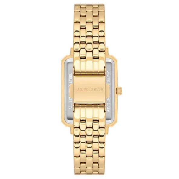 U.S. POLO ASSN. USPA2082-03 ALTIN KAPLAMA DİKDÖRTGEN KADIN KOL SAATİ - Resim 3