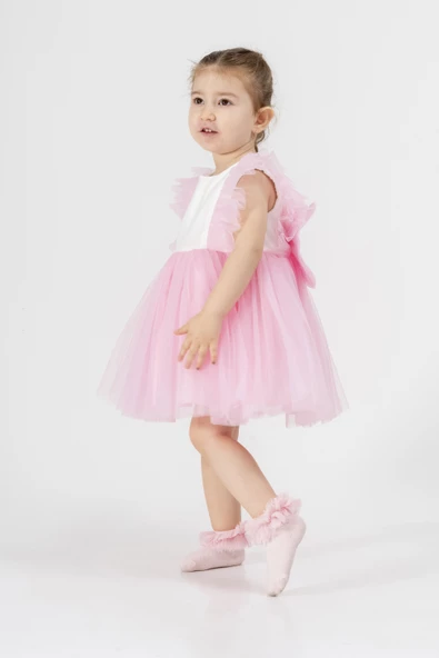 Bebek Kız Çocuk Doğum Günü Parti Düğün Elbise Tüllü Tütü Astarlı Çocuk Giyim Bebek Giyim Kız Bebek ELBYTULFIRFIR - 7