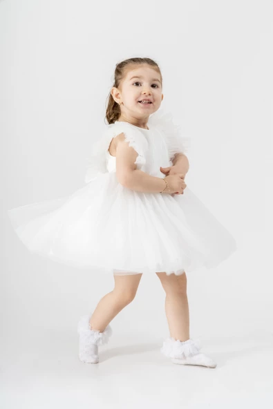 Bebek Kız Çocuk Doğum Günü Parti Düğün Elbise Tüllü Tütü Astarlı Çocuk Giyim Bebek Giyim Kız Bebek ELBYTULFIRFIR - 2