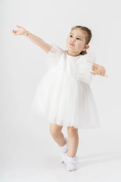 Bebek Kız Çocuk Doğum Günü Parti Düğün Elbise Tüllü Tütü Astarlı Çocuk Giyim Bebek Giyim Kız Bebek ELBYTULFIRFIR - 8