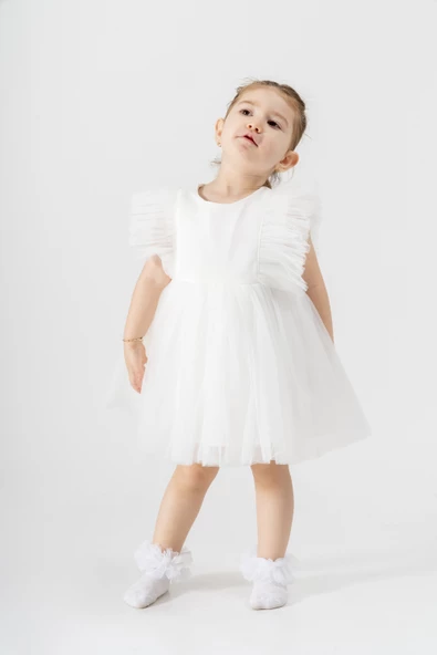 Bebek Kız Çocuk Doğum Günü Parti Düğün Elbise Tüllü Tütü Astarlı Çocuk Giyim Bebek Giyim Kız Bebek ELBYTULFIRFIR - 6