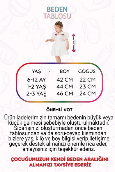 Bebek Kız Çocuk Doğum Günü Parti Düğün Elbise Tüllü Tütü Astarlı Çocuk Giyim Bebek Giyim Kız Bebek ELBYTUL - 2