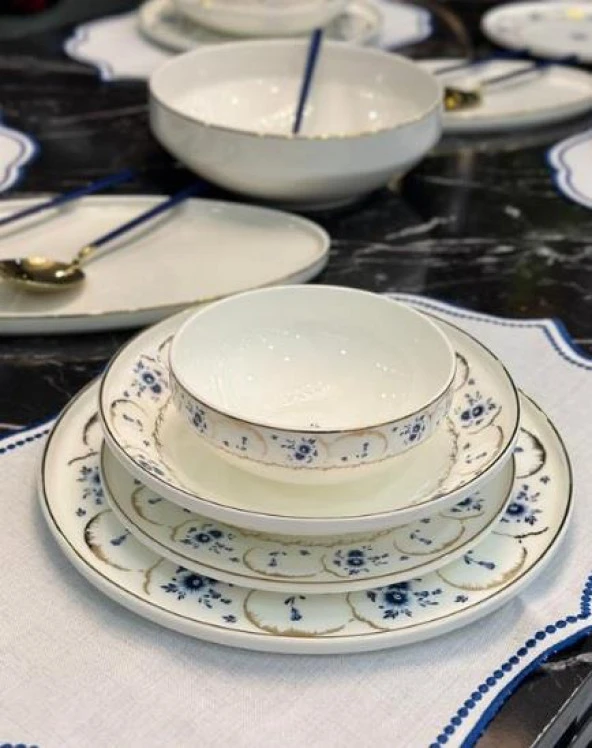Massimo BlueGarden Gold 24 Parça Yemek Takımı - 3