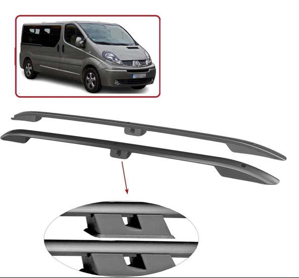 NİKEN Renault trafic tavan çıtası port bagaj taşıyıcı uzun siyah 2001 / 2014