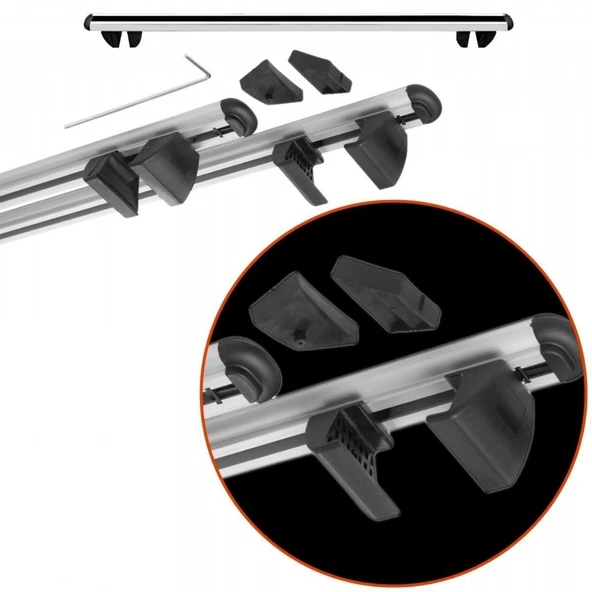 NİKEN Araç üstü ara atkı tavan barı bagaj ayakları taşıyıcı üstten sıkma 128 cm pençe model - 2