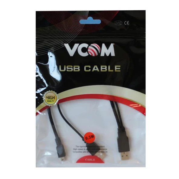 Vcom USB 2.0 to Mini 5Pin Y Kablo 30 cm - 2