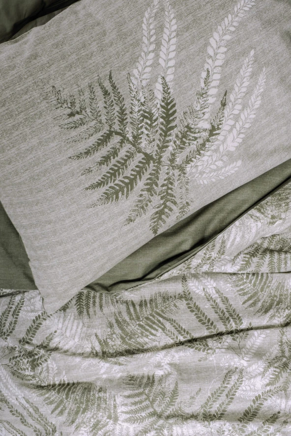 Cotton Box Dual Tek Kişilik Nevresim Takımı Frond Haki - Resim 2