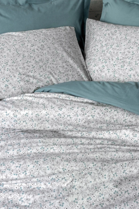 Cotton Box Petite Çift Kişilik Lastikli Çarşaflı Nevresim Takımı June Mint - Resim 2