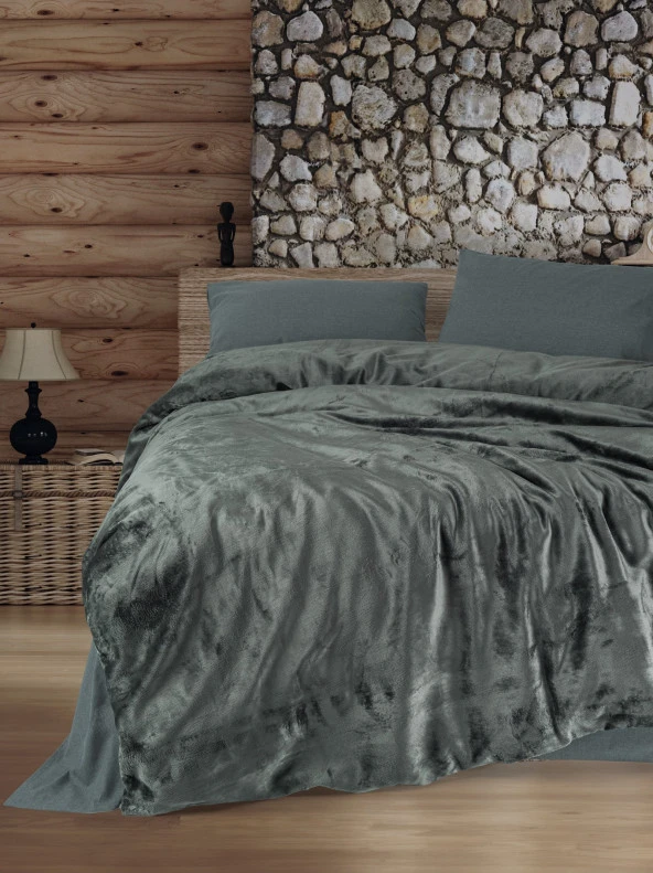 Cotton Box Velvet Çift Kişilik Nevresim Takımı Flossy Gri ürün görseli 1