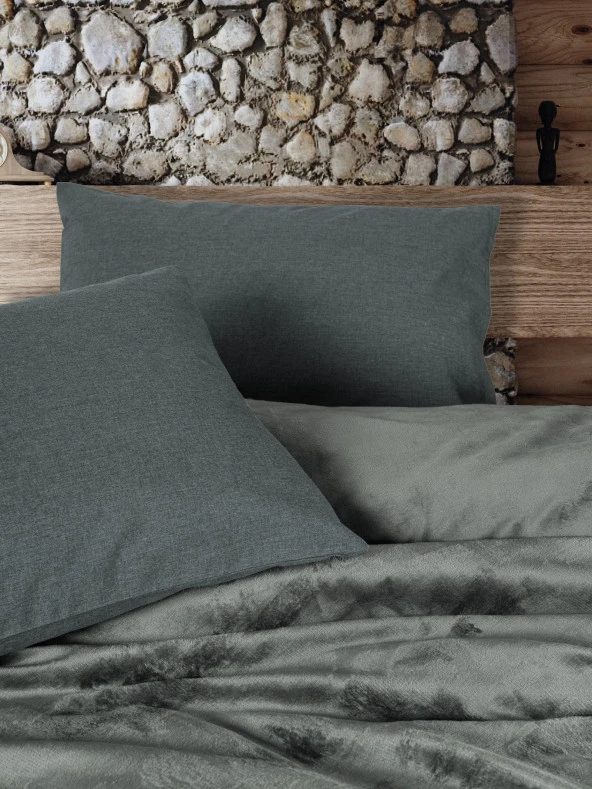 Cotton Box Velvet Çift Kişilik Nevresim Takımı Flossy Gri - Resim 2