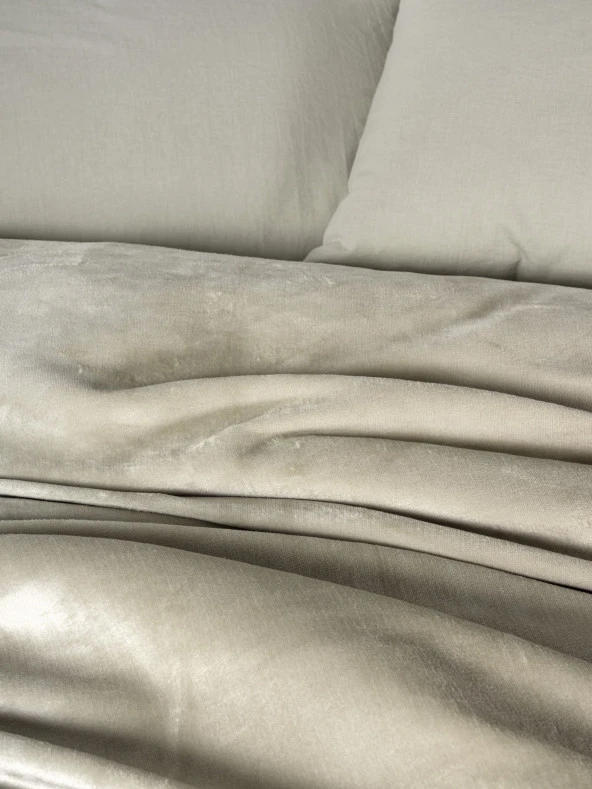 Cotton Box Velvet Çift Kişilik Nevresim Takımı Flossy Taş - Resim 2