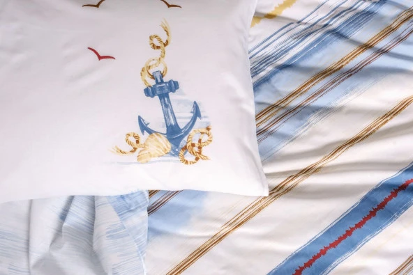 Cotton Box Maritime Çift Kişilik Nevresim Takımı Moreno Mavi - Resim 2