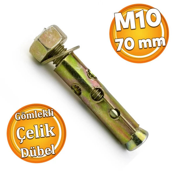 Saplamalı Gömlek Çelik Dübel M10x70 mm Raf Montaj Bağlantı Zemin Monte Tavan Beton Asma Aparat