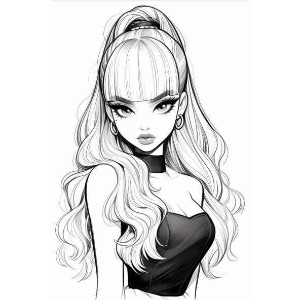 Anime Güzel Kızlar Boyama Kitabı  - 100 Süper Boyama - 5
