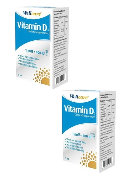 Wellcare Vitamin D3 400 IU 5 ml X 2 Adet -KOFRE