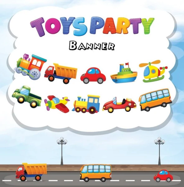 Taşıtlar Kağıt Banner 3 Metre 10 Parça ürün görseli 1