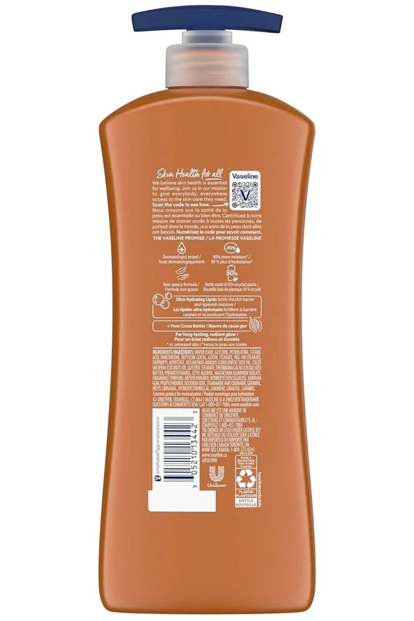 Vaseline Kakao Işıltısı Nemlendirici Vücut Losyonu 600ML - Resim 2