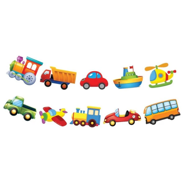 Taşıtlar Kağıt Banner 3 Metre 10 Parça - Resim 2