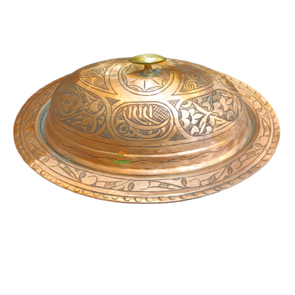 Bakır Sahan , Bakır Kapaklı Sunum Sahanı , Sarı Kalaylı Bakır Sahan A Kalite Kapaklı Sahan Sunumluk - 2
