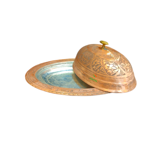 Bakır Sahan , Bakır Kapaklı Sunum Sahanı , Sarı Kalaylı Bakır Sahan A Kalite Kapaklı Sahan Sunumluk - 3