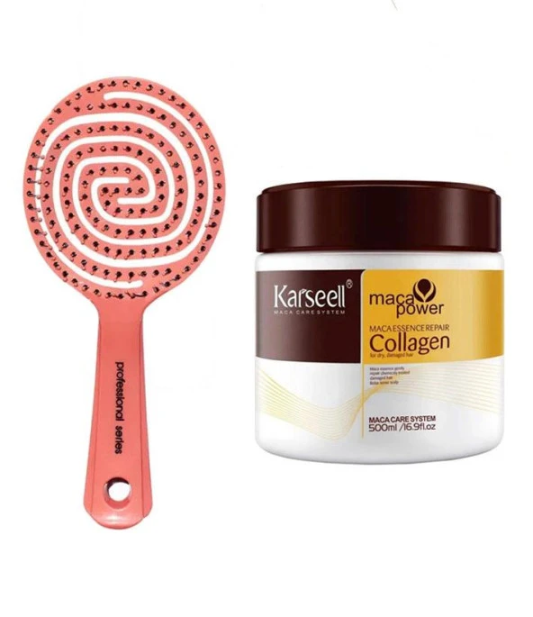 Fontenay Karsell Collagen Saç Maskesi &Proteinli 500 ml + Profesyonel 3 Boyutlu Saç Fırçası 2'Li Set
