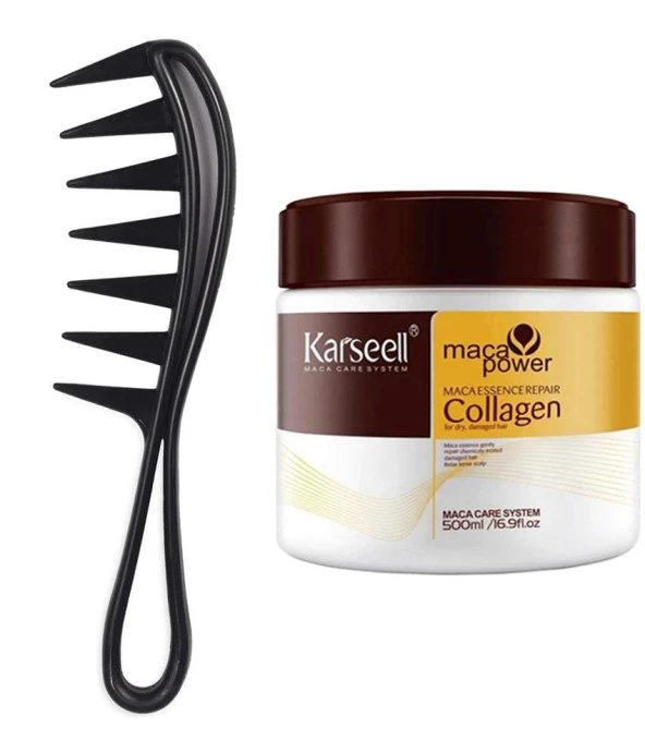 Fontenay Karsell Collagen Saç Maskesi &Proteinli 500 ml + Prof. Antistatik Karbon Tarak 043 2'Li Set