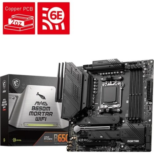 MSI Mag B650M Mortar Wi-Fi AMD AM5 DDR5 Micro ATX Anakart