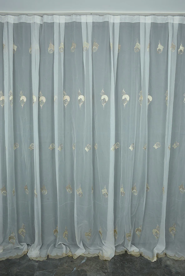 BRODE TAÇ KIRIK BEYAZ RENK TEK KANAT Hazır dikilmiş Pileli Fon Perde 300*260 cm - Resim 2