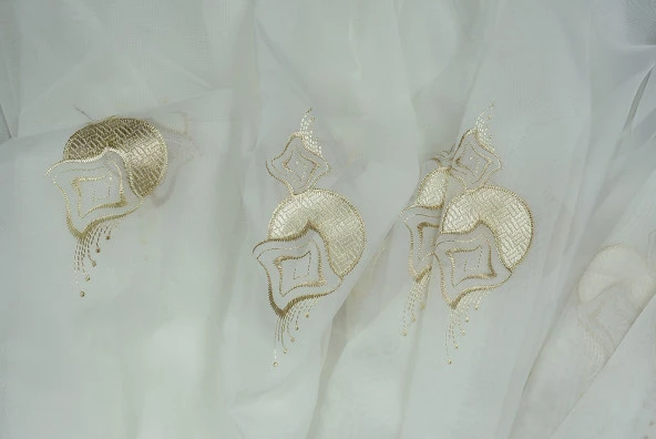 BRODE TAÇ KIRIK BEYAZ RENK TEK KANAT Hazır dikilmiş Pileli Fon Perde 300*260 cm - Resim 8