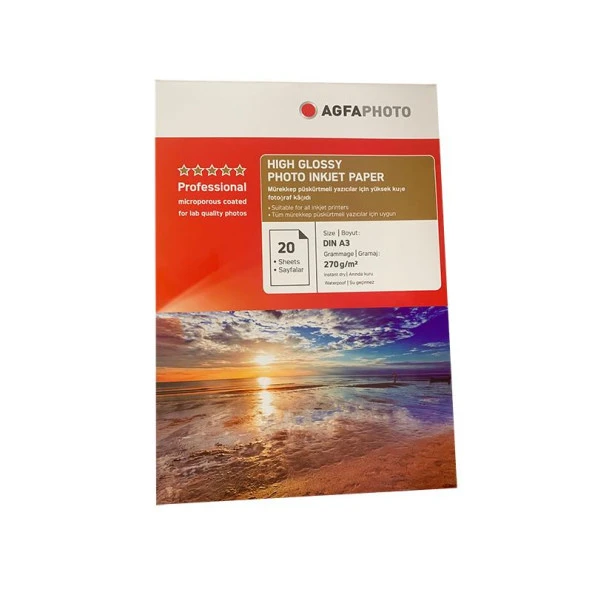 Agfa Photo Paper High Glossy 300x420 (A3) 270gr (20 Adet)