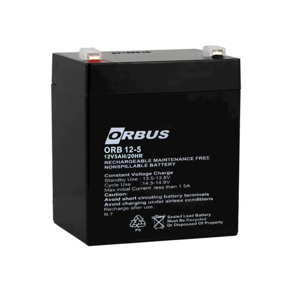 AKÜ 12 VOLT 5 AMPER ORBUS ORB12-5 (90 X 70 X 101 MM) (44Pyr34)