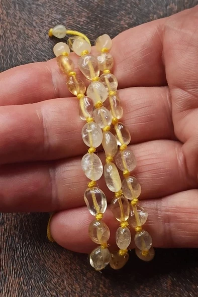 Doğal Taş Sitrin Bileklik, Makrome Ayarlı 679-1 - 4