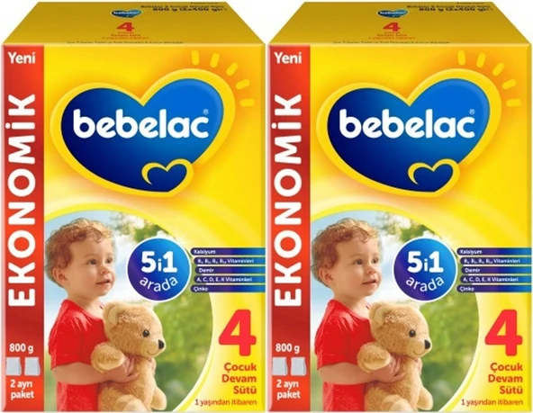 Bebelac 800GR No:4 Devam Sütü (1+ Yaş) (2 Li Set)