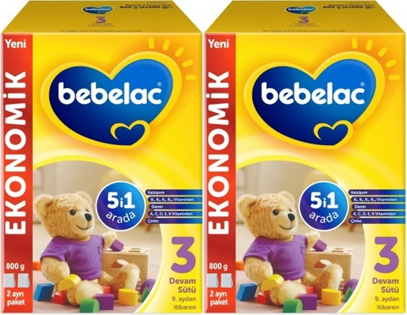 Bebelac 800GR No:3 Devam Sütü (9-12 Ay) (2 Li Set)