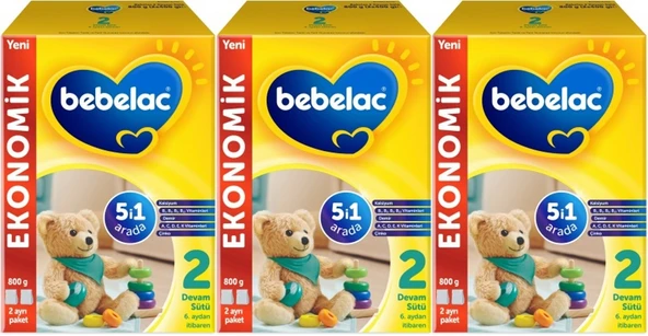 Bebelac 800GR No:2 Devam Sütü (6-12 Ay) (3 Lü Set)