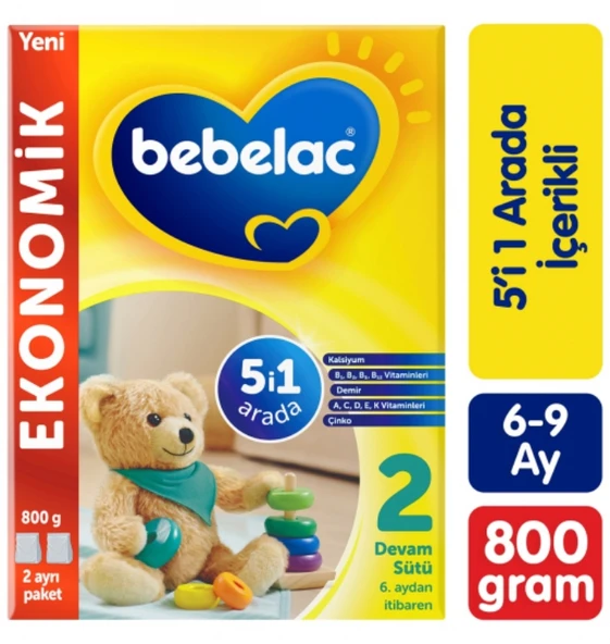 Bebelac 800GR No:2 Devam Sütü (6-12 Ay) (5 Li Set) - 3