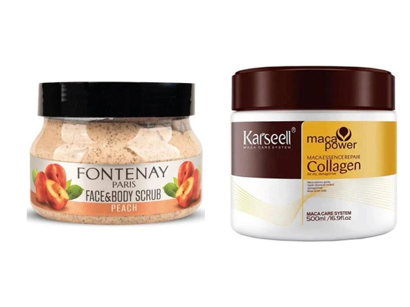 Fontenay Karsell Collagen SaçMaskesi&Proteinli 500 ml+Face&Body PeelingScrub Şeftali 350ml 2'Li Set