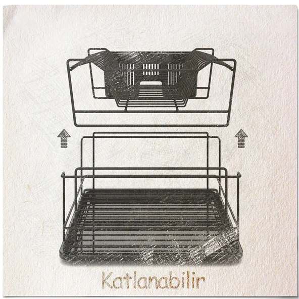 TEKNOTEL İKİ KATLI MODÜLER TABAKLIK BULAŞIKLIK MAT SİYAH KB010 - 5
