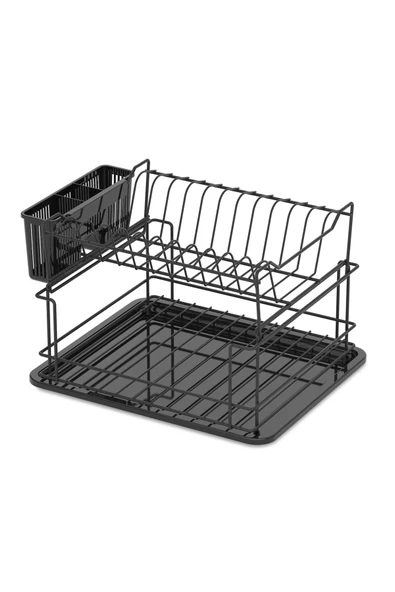 TEKNOTEL İKİ KATLI MODÜLER TABAKLIK BULAŞIKLIK MAT SİYAH KB010 - 9