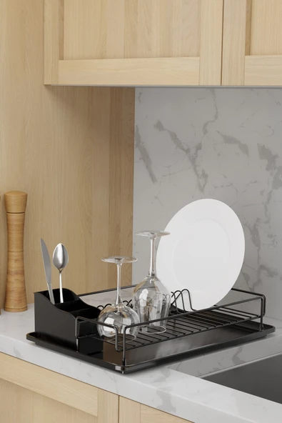 TEKNOTEL TEK KATLI TABAKLIK BULAŞIKLIK MAT SİYAH KB006 - 9