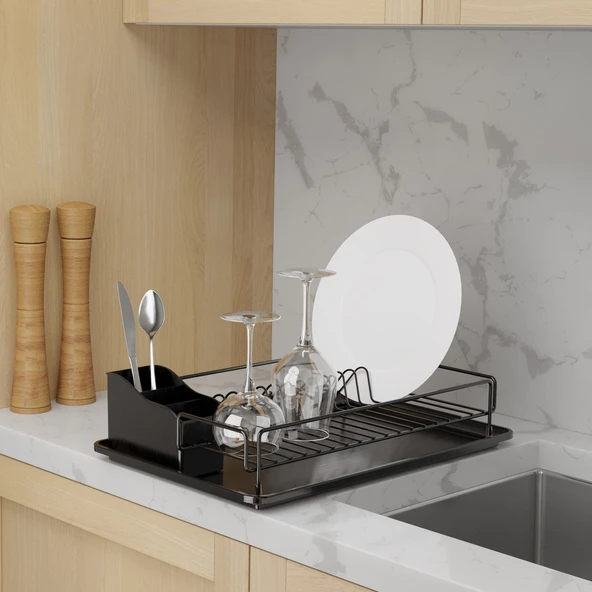 TEKNOTEL TEK KATLI TABAKLIK BULAŞIKLIK MAT SİYAH KB006 - 4