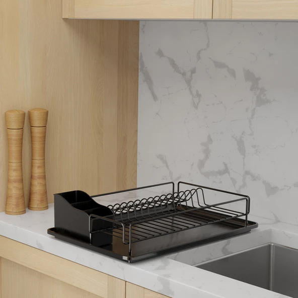 TEKNOTEL TEK KATLI TABAKLIK BULAŞIKLIK MAT SİYAH KB006 - 5