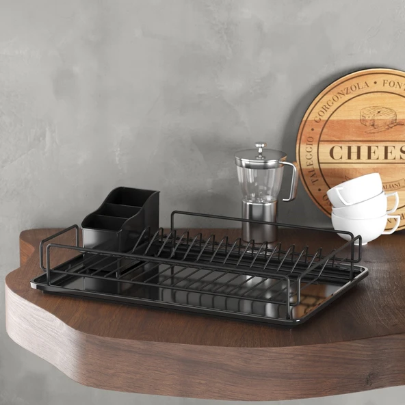 TEKNOTEL TEK KATLI TABAKLIK BULAŞIKLIK MAT SİYAH KB006 - 3