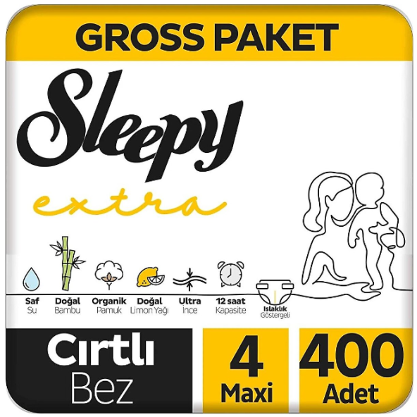 Sleepy Extra Günlük Aktivite 4 Numara Maxi 400'lü Bebek Bezi