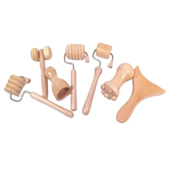 Mini Ahşap Yüz Masaj Aparatı & Madero Terapi Guasha 7'li Set - 4