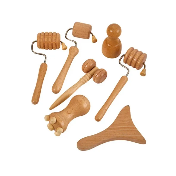 Mini Ahşap Yüz Masaj Aparatı & Madero Terapi Guasha 7'li Set - 5