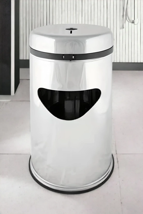 Büyük Boy Paslanmaz Metal Çek - At Pratik Wc Tuvalet Çöp Kovası | Kağıt Dispanseri Çöp Kutusu