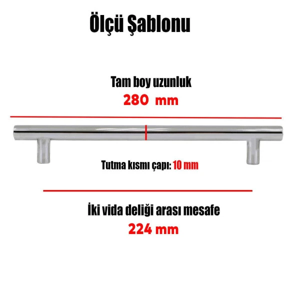Mobilya Mutfak Çekmece Dolap Kapak Kulpu Kulbu 224 mm İnox Metal Kulp - Resim 2